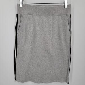 Lauren Ralph Lauren Skirt Womens Medium Fleece Gray Black Stripes Pockets Casual